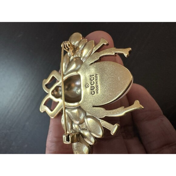 Gucci Stamped Interlocking GG Vintage Adorned Bee Large Pin Brooch - Picture 13 of 13